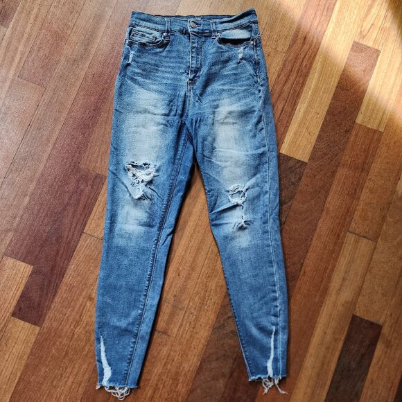 No Boundaries Juniors High Rise Sculpting Skinny Ripped Jeans Size 9 - Picture 1 of 16